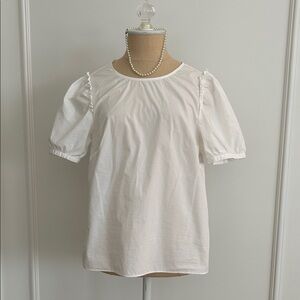 J. Crew White Puff Sleeve Blouse, S, EUC, Cotton Poplin